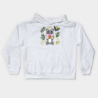 Bunny and butterfly ready for a meal Kids Hoodie